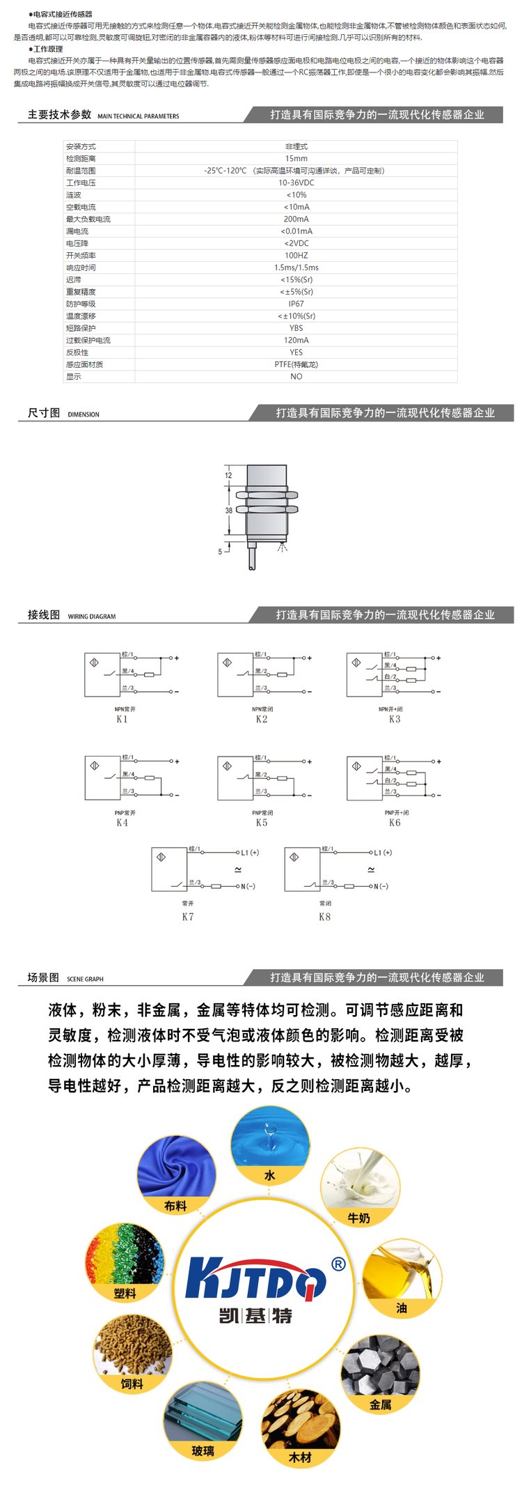 凱基特 耐高溫電容接近開關傳感器 GTE6-P4211-KJ 應用玻璃窯爐等